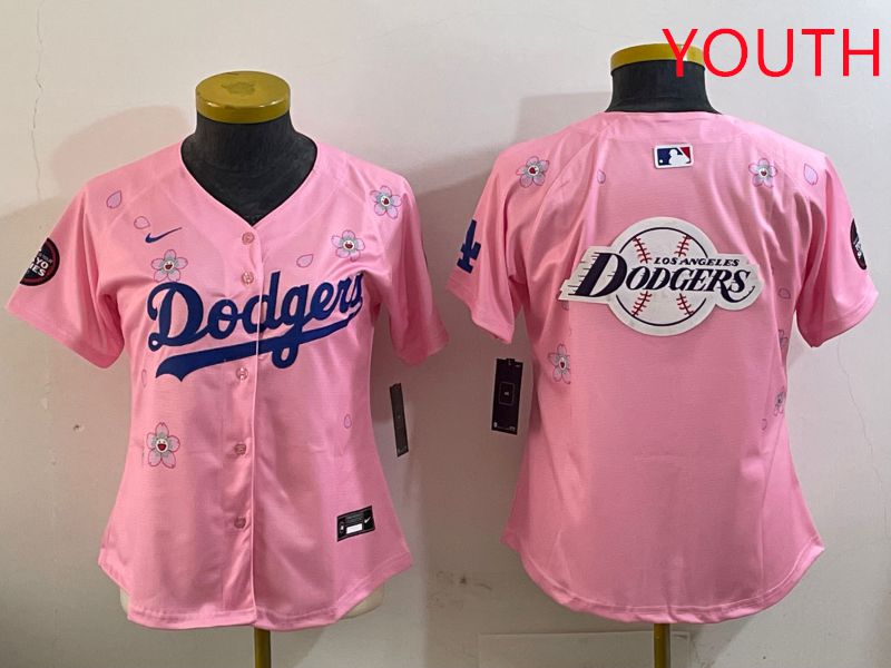 Youth Los Angeles Dodgers Blank Pink Sakura Edition 2025 Nike MLB Jersey style 24->youth mlb jersey->Youth Jersey